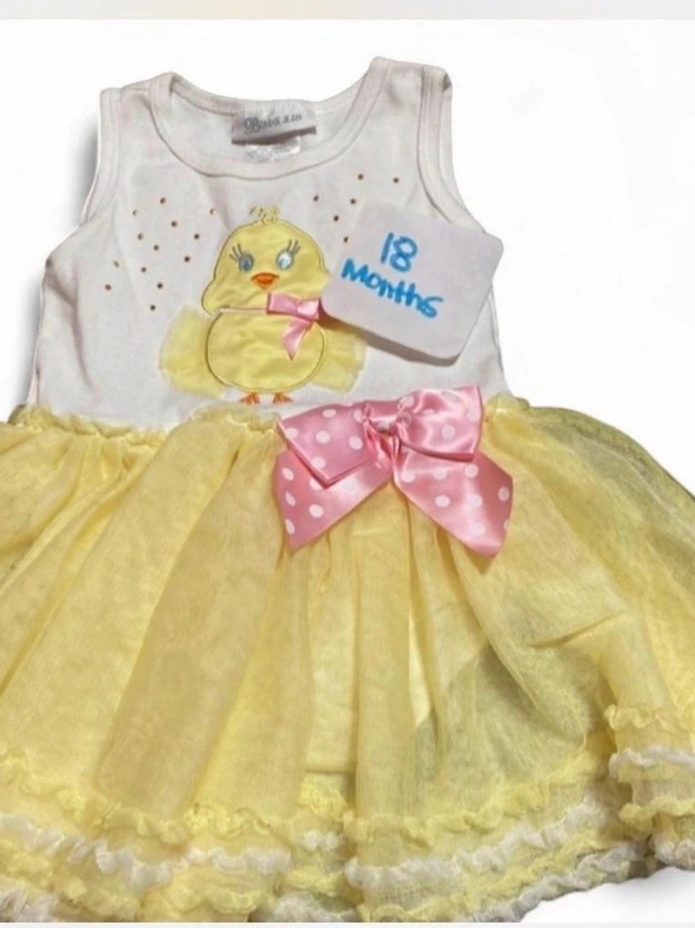 Bonnie Jean R17018 Duckling Dress in Yellow & Pink Size 18M Like New